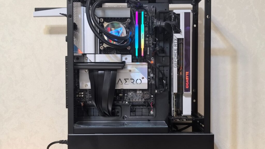 Custom water cooling loop in an open PC case