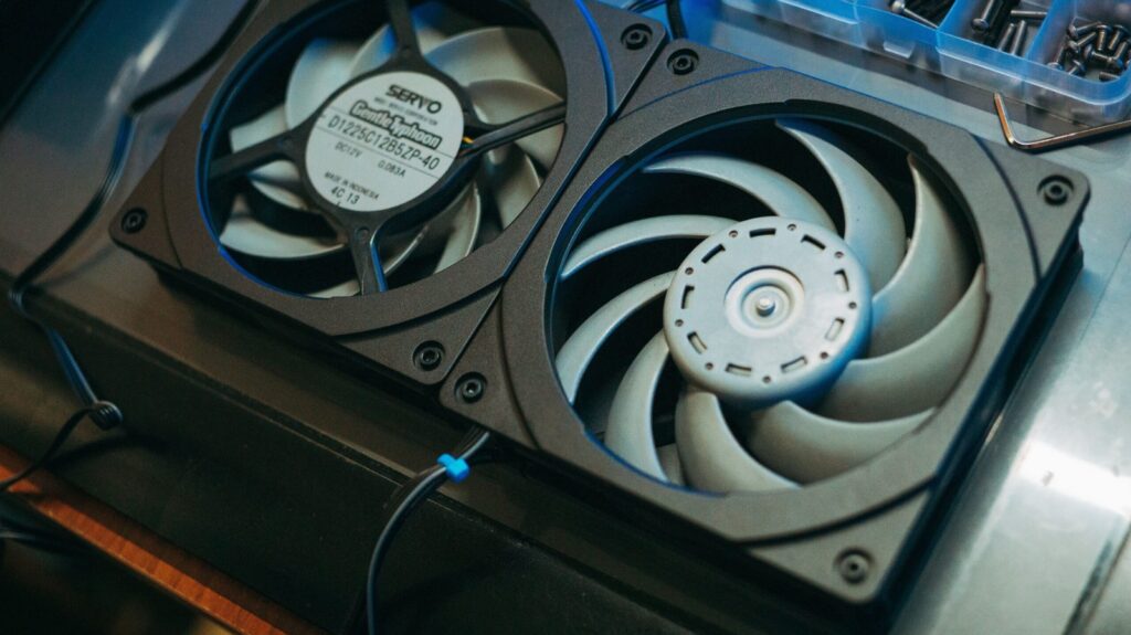 Case fans with blue lighting Pexels