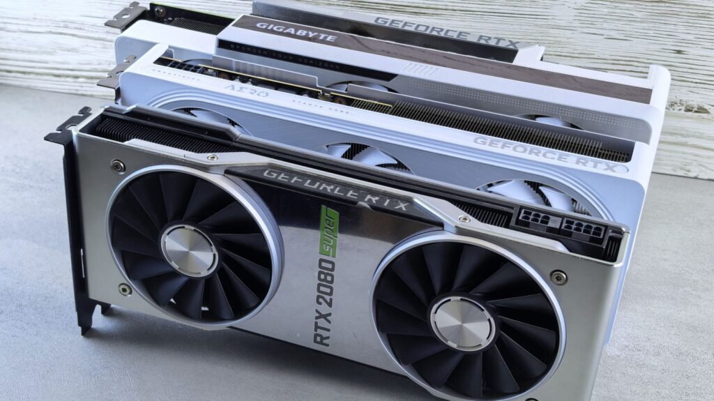 Graphics cards stacked on a table Pexels