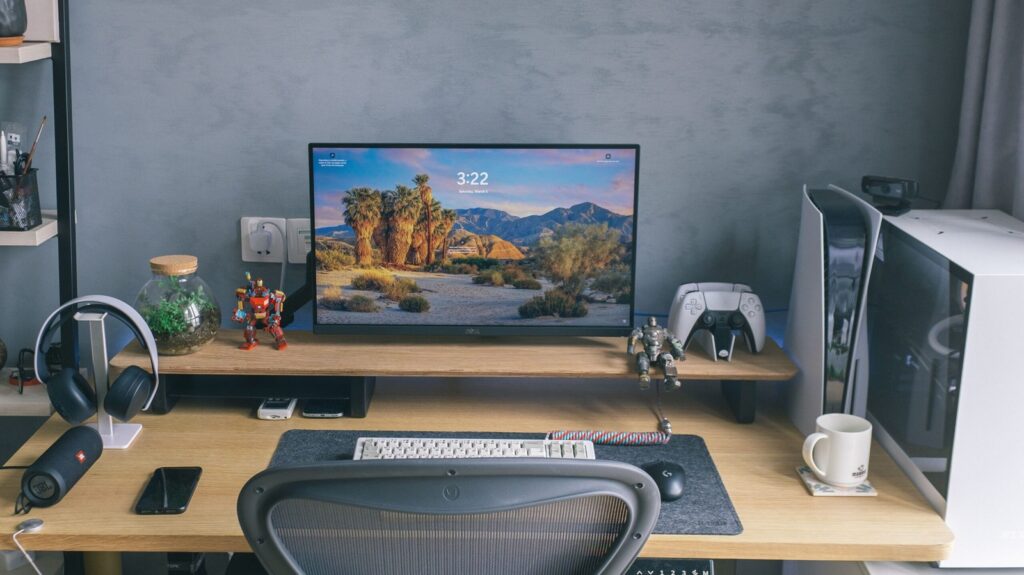 Small form factor PC on a wooden desk