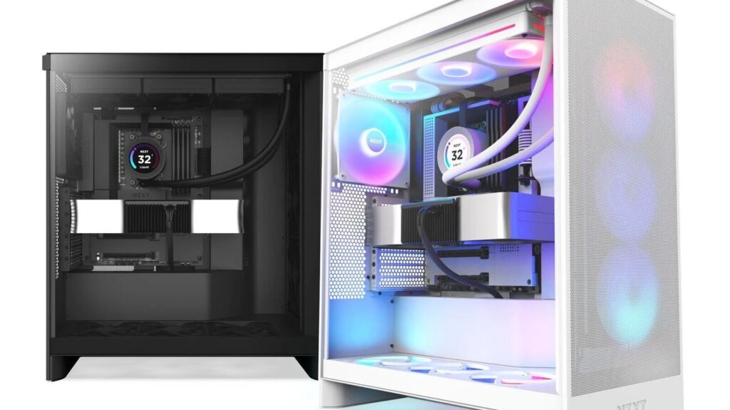 White mid-tower PC case interior layout