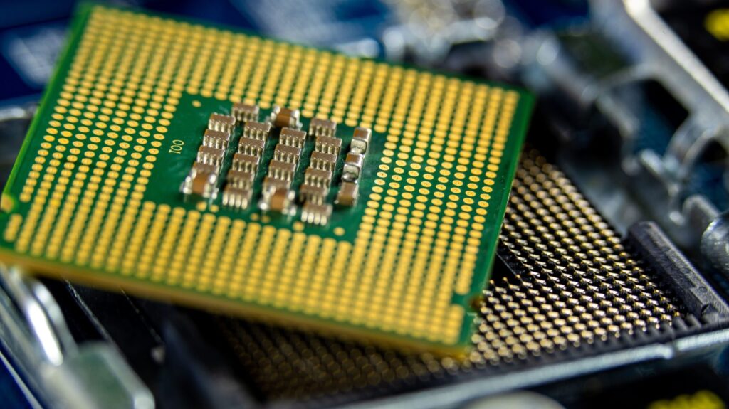 Close-up of a PC processor chip
