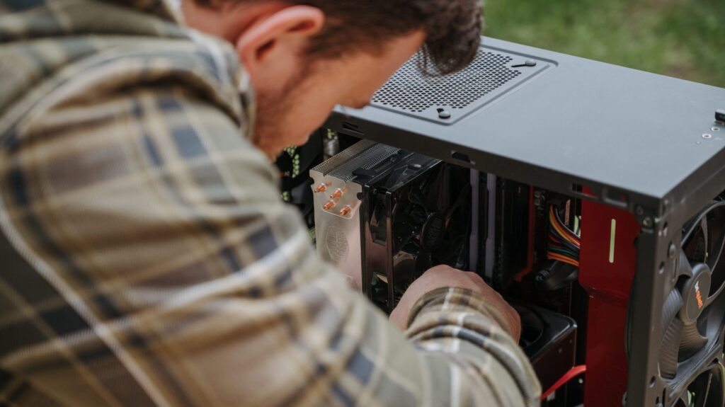 Person building a desktop PC
