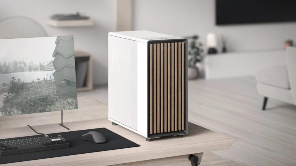 White Fractal North case on a desk