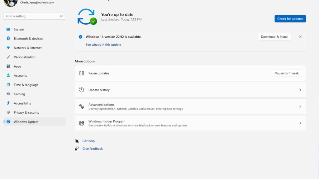 Windows 11 Windows Update settings official Microsoft screenshot
